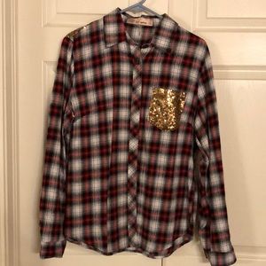 Sequin flannel shirt